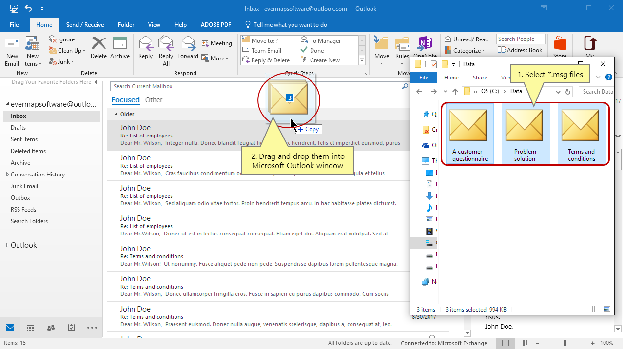 Import *.MSG Files into the Microsoft Outlook